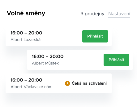 Směny můžete také odemknout a dát je k dispozici zaměstnancům